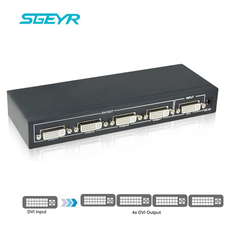 DVI разветвитель 1x4 DVI разветвитель 1 в 4 выход DVI разветвитель 1 до 4 Поддержка 1920x1200 4K 2 K/30Hz/3D up 1080P с питанием DC5V
