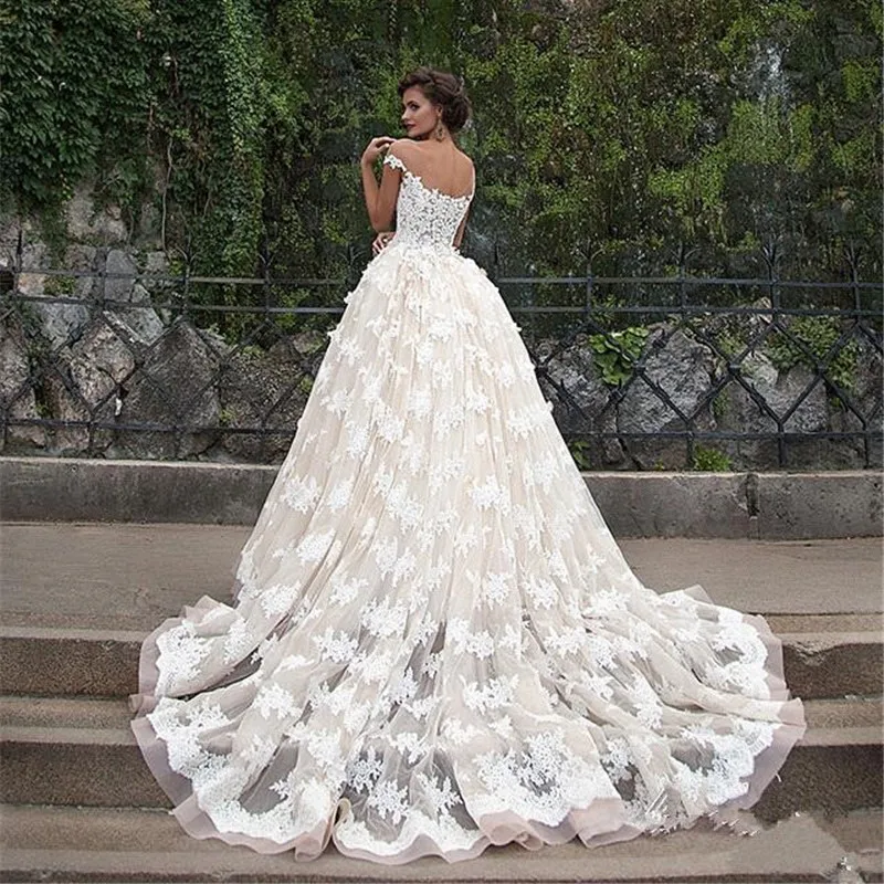 Vestido De Noiva из тюля с кружевной аппликацией бальное платье Свадебные платья в стиле