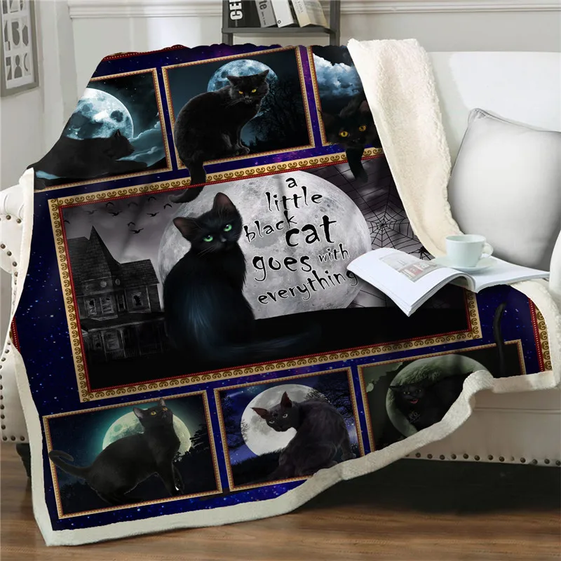 

3d throw Blankets Cartoon Anime moon blank cat Flannel Blanket easy wash Bedding Sofa Gift Soft nap Bedspreads weighted blanket
