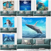 cute dolphin printed wall tapestry aesthetic tapestry wall hanging 3d printed tapestry for kids adults room decor