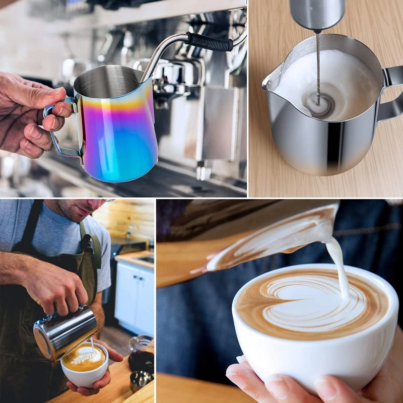 1 Set 350Ml Stainless Steel Latte Art Frothing Pitcher Barista Milk Jug Cup &amp Pcs Nordic Style Solid Wood Pot Pad | Дом и сад