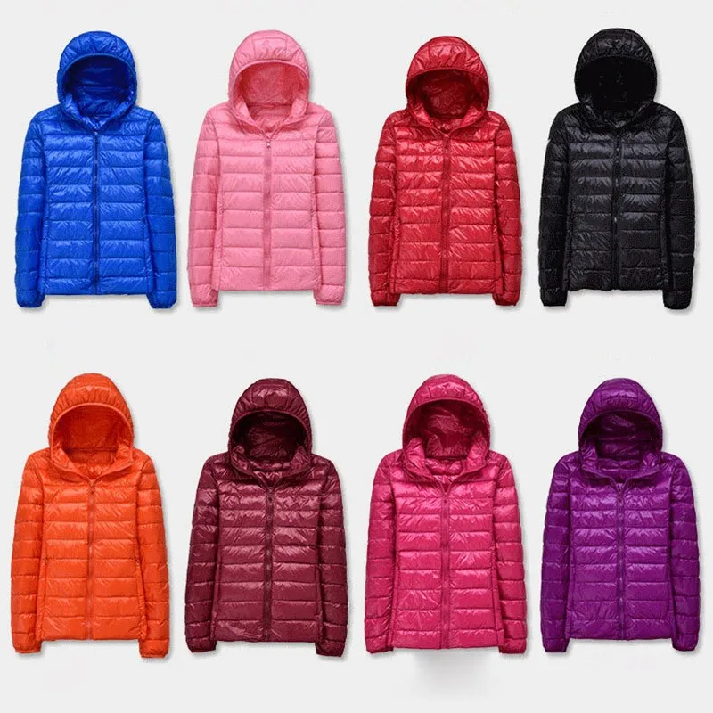 

Зимний женский пуховик, Сверхлегкий, тонкий, 90% Пух белой утки, куртки с капюшоном, пальто с длинным рукавом, теплая парка, Женская ветрозащитная верхняя одежда