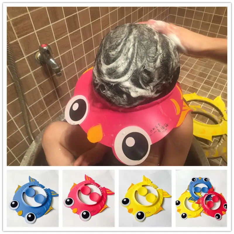 

Newest Arrivals Hot Babies Children Kids Safe Shampoo Bath Bathing Shower Cap Hat Wash Hair Shield Shower Cap 2021 Hot Sale
