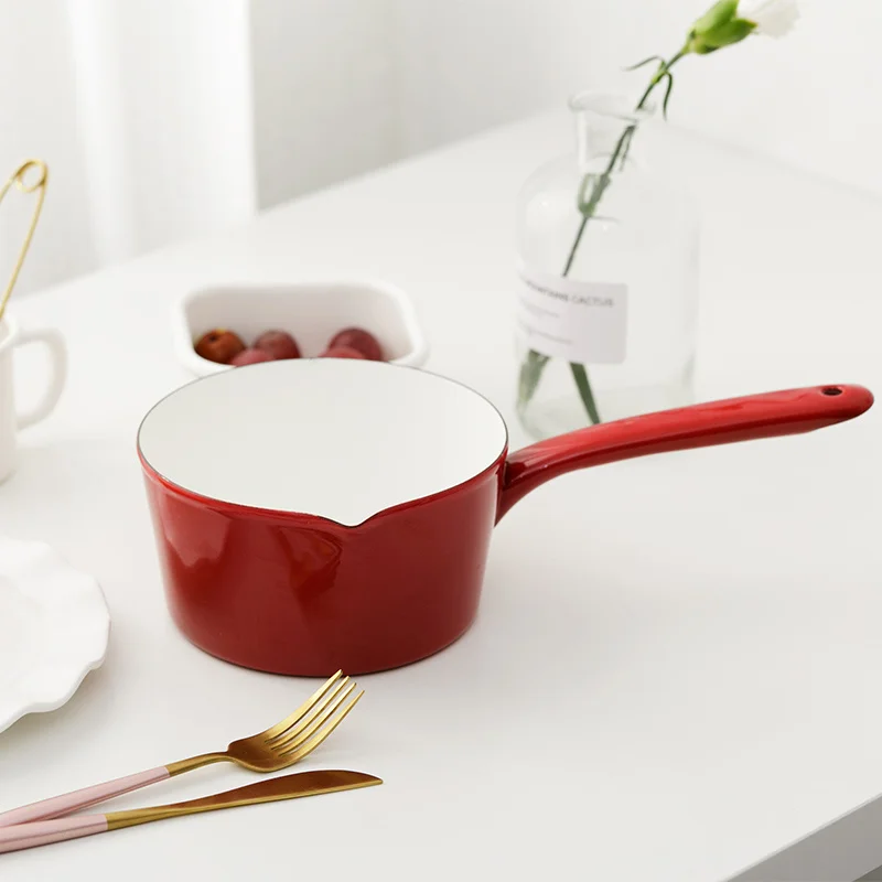 1L эмалированный горшок молочный с одной ручкой мгновенный для лапши детская