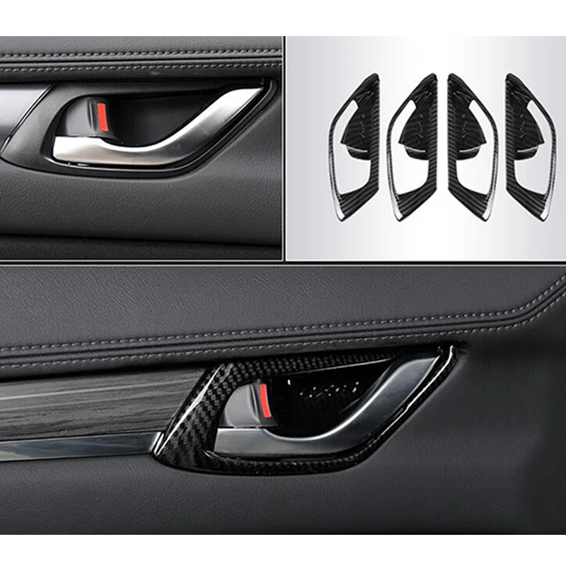 

ABS хром/углеродное волокно для Mazda CX-5 2017 2018 2019 2020 аксессуары автомобиля внутренняя дверная чаша протектор рамка Крышка отделка Стайлинг
