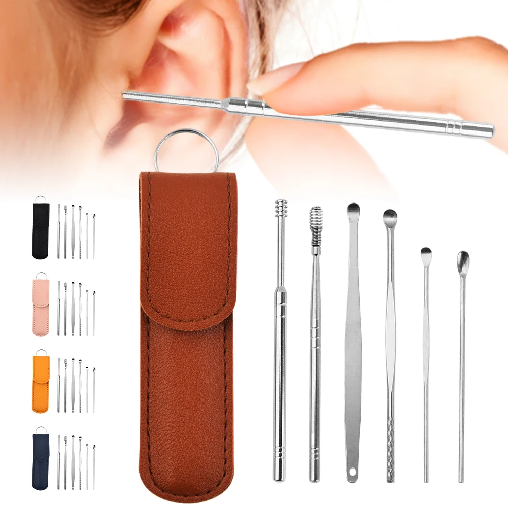 

6PCS Ear Cleaner Wax Removal Tool Earpick Sticks Earwax Remover Curette Ear Pick Cleaning Ear Cleanser Spoon Health Care Earpick