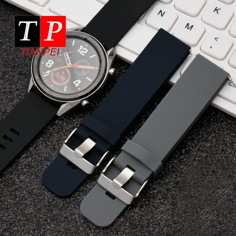 

Ремешок силиконовый для huawei GT2 amazfit magic ticwatch pro, резиновый водонепроницаемый сменный Браслет для часов, аксессуары для часов, 20/22 мм
