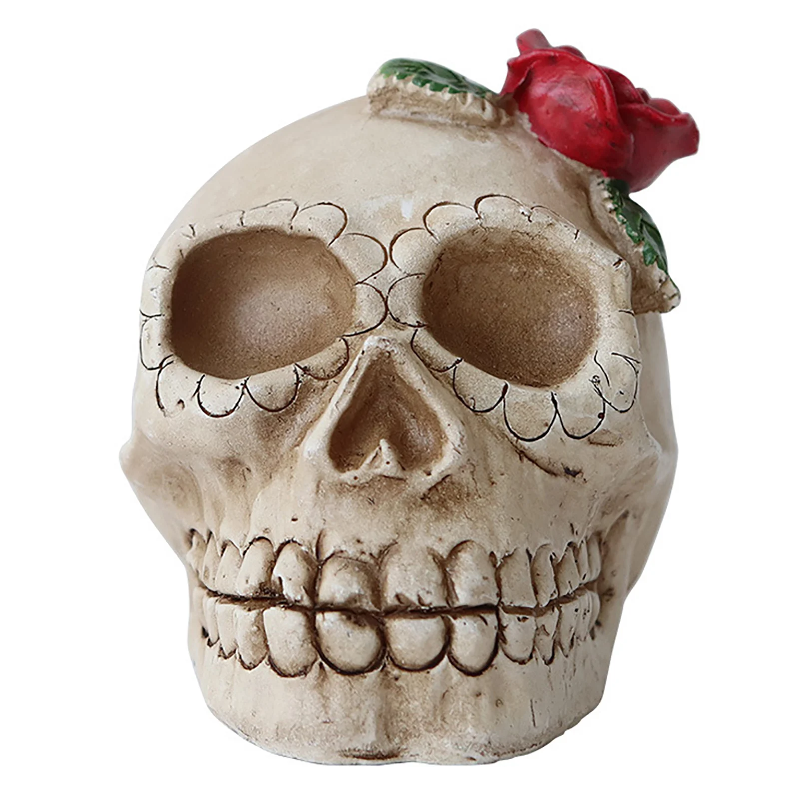 

Halloween Skeleton Head Figurine Sculpture Bar Holiday Decorations Ghost Festival LED Electronic Candle Light Skull Ornaments