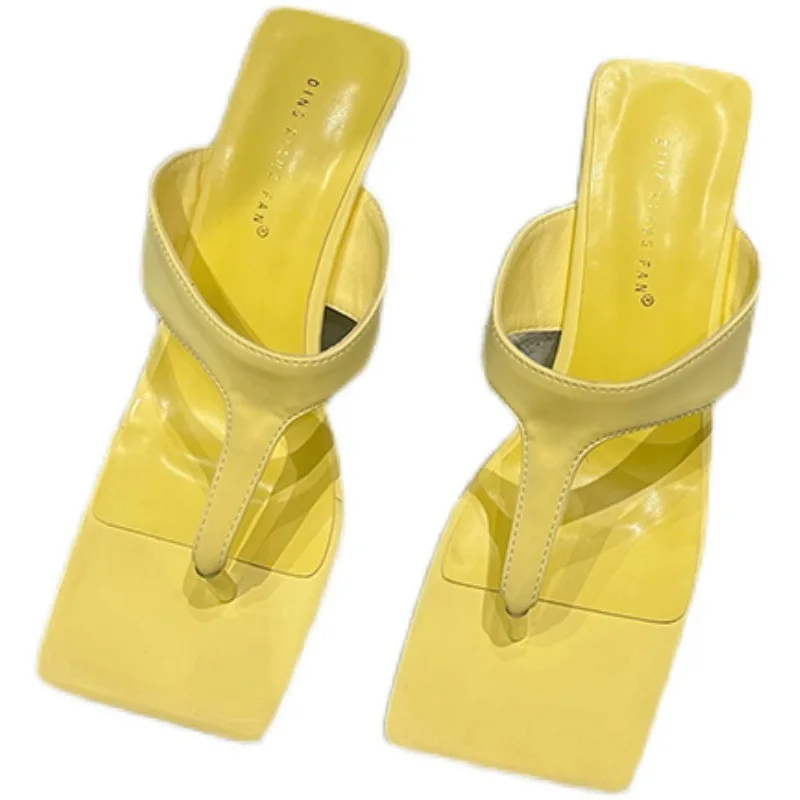 

Shoes Woman 2021 Slippers Soft Square Toe Rubber Flip Flops Pantofle Shale Female Beach Low Heeled Mules Comfort Hawaiian New Sa