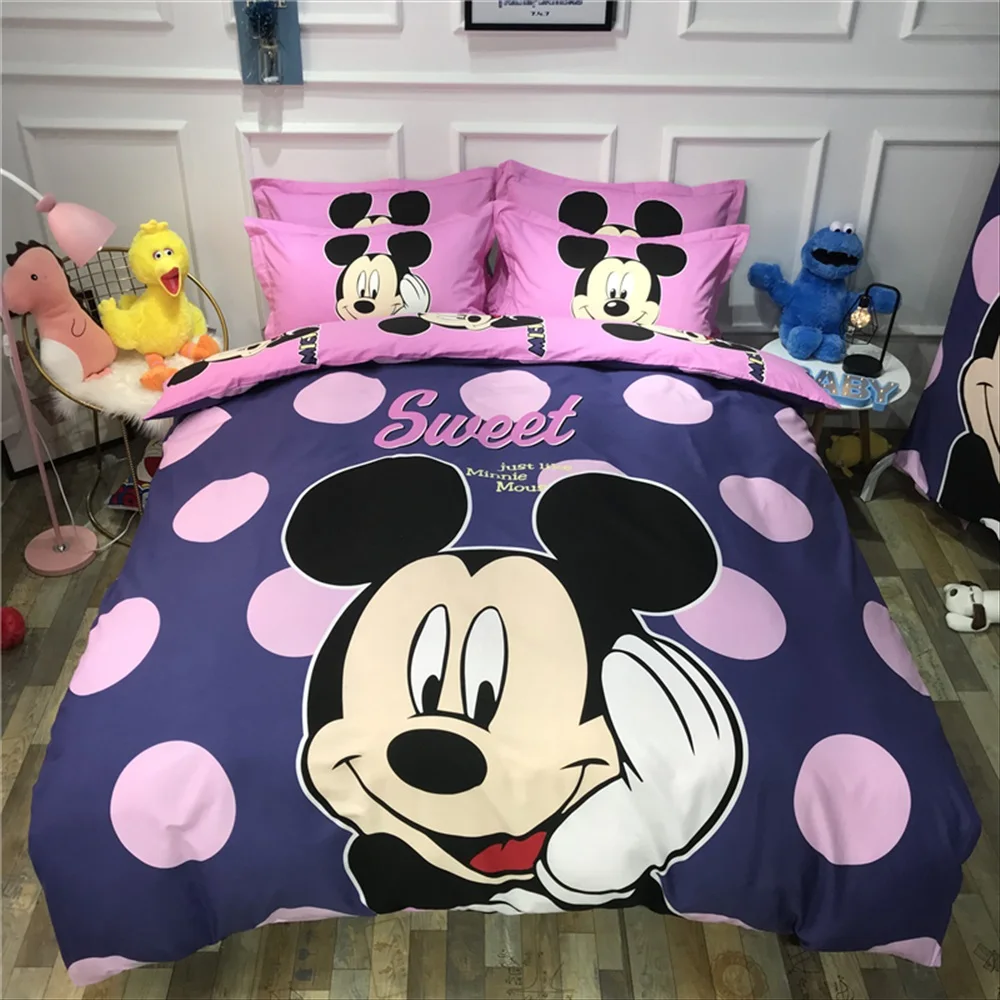 

Pink Dot Minnie Mouse Thick Winter Warm Bedding Sets Girl's Bedroom Decor Cotton Duvet Cover Birthday Gift for Preschool