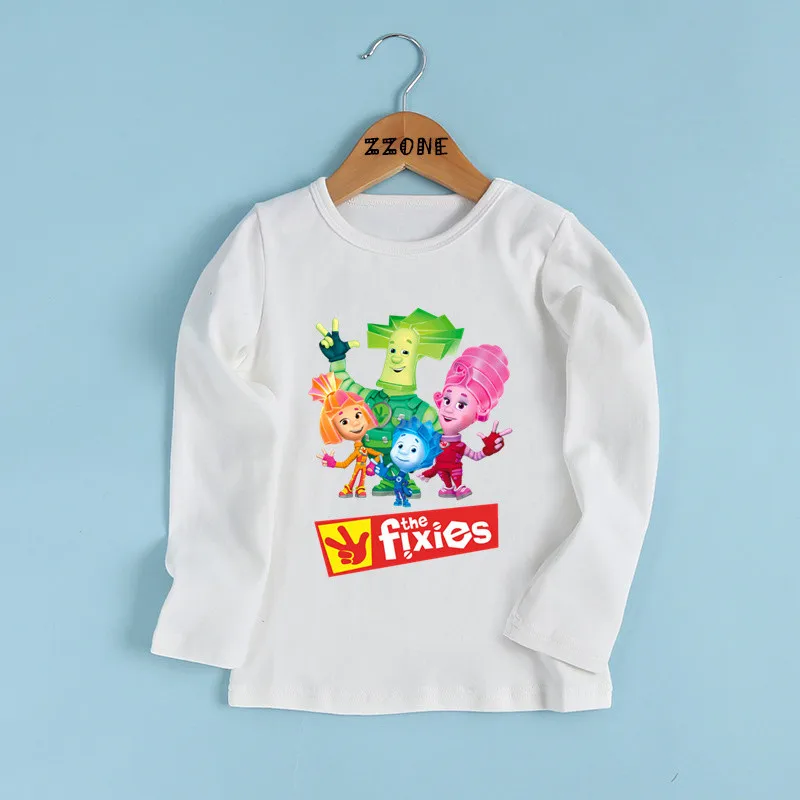 Детская забавная футболка с рисунком из русского мультфильма фиксаторы белая