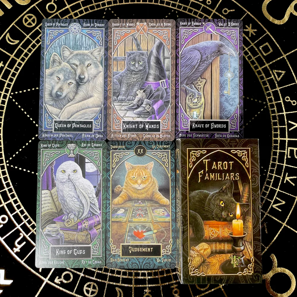 Famjljarst Tarot Kawaii кот животное ведьма Таро классика 78 шт. таинственный Таро деки гадания Оракл принадлежности для ведения