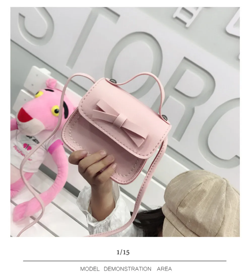 Сумка-мессенджер для девочек милый однотонный саквояж с бантом Детская сумочка