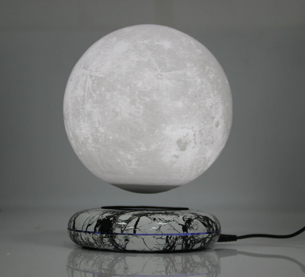 New invention gift Office Desk Decoration Magnetic Levitation 8 inch moon Globe Stone imitation base Floating Night Light | Дом и сад