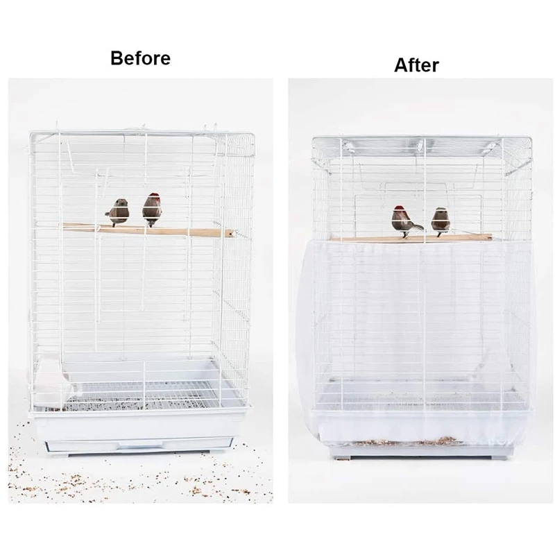 Универсальная клетка для птиц сетчатая юбка с узором белого цвета (не включает