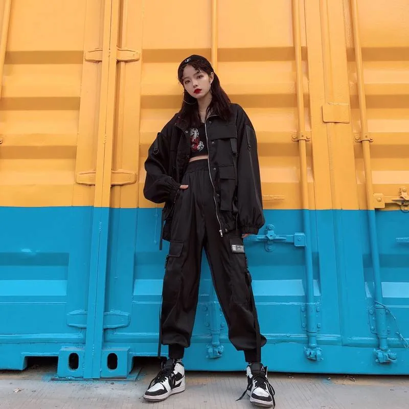 Модная Новая версия Harajuku спортивные брюки женские брюки-карго с высокой талией Pantalon Bomber Femme брюки женские s high Street Joggers