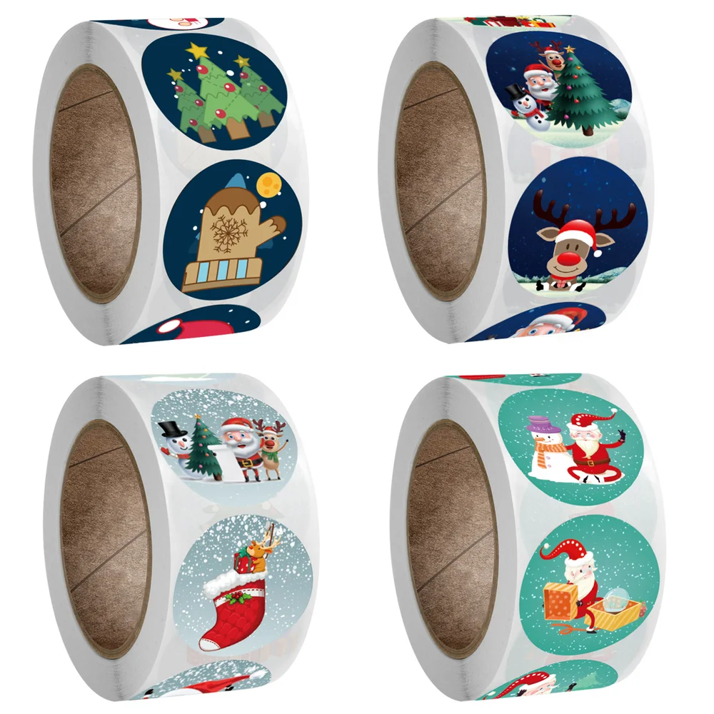 

New Roll Sticker Christmas Holiday Gift Decoration Gift Series Self-adhesive Sticker Label Navidad DIY Decorations Stickers