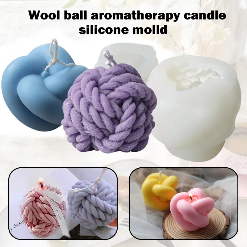 

New 3D Silicone Woolen Candle Molds Korean Candle Mold Woolen Ball Design Handmade Soy Candles Making Aroma Wax Soap Molds