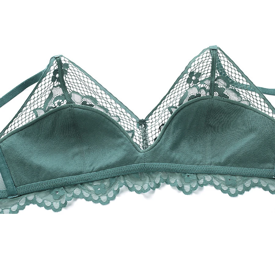 

Thin Lace Mesh women's Bra Sexy Lingerie Wireless Bralett Push up Breathable Underwear Women Panties Briefs Sets