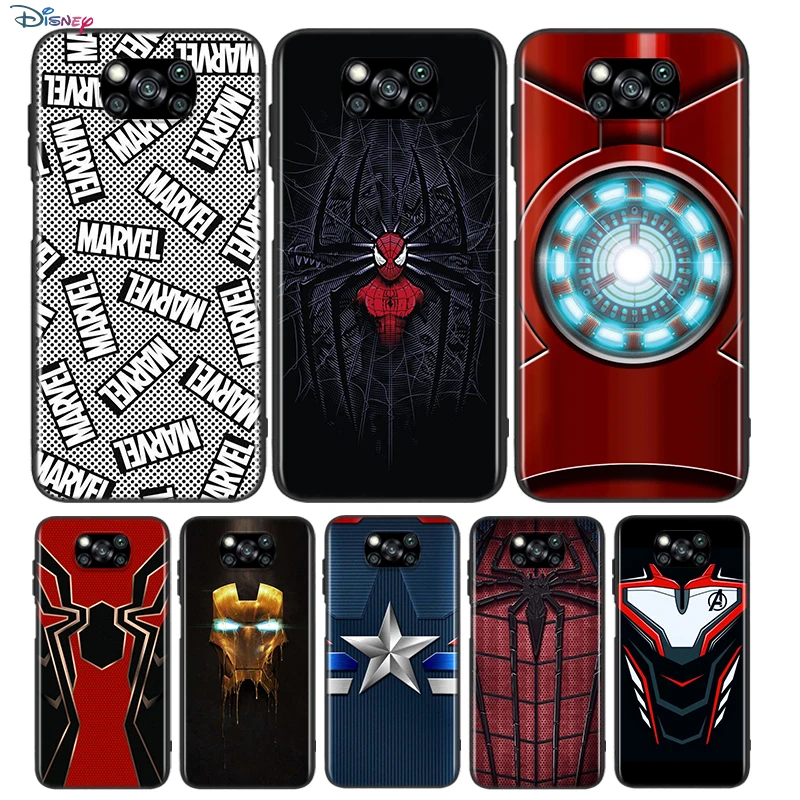 

Marvel Iron Spider Man For Xiaomi Poco X3 GT NFC M2 X2 F2 F3 M3 F1 Pro Mi Play Mix 3 A3 A2 A1 Lite Soft Phone Case