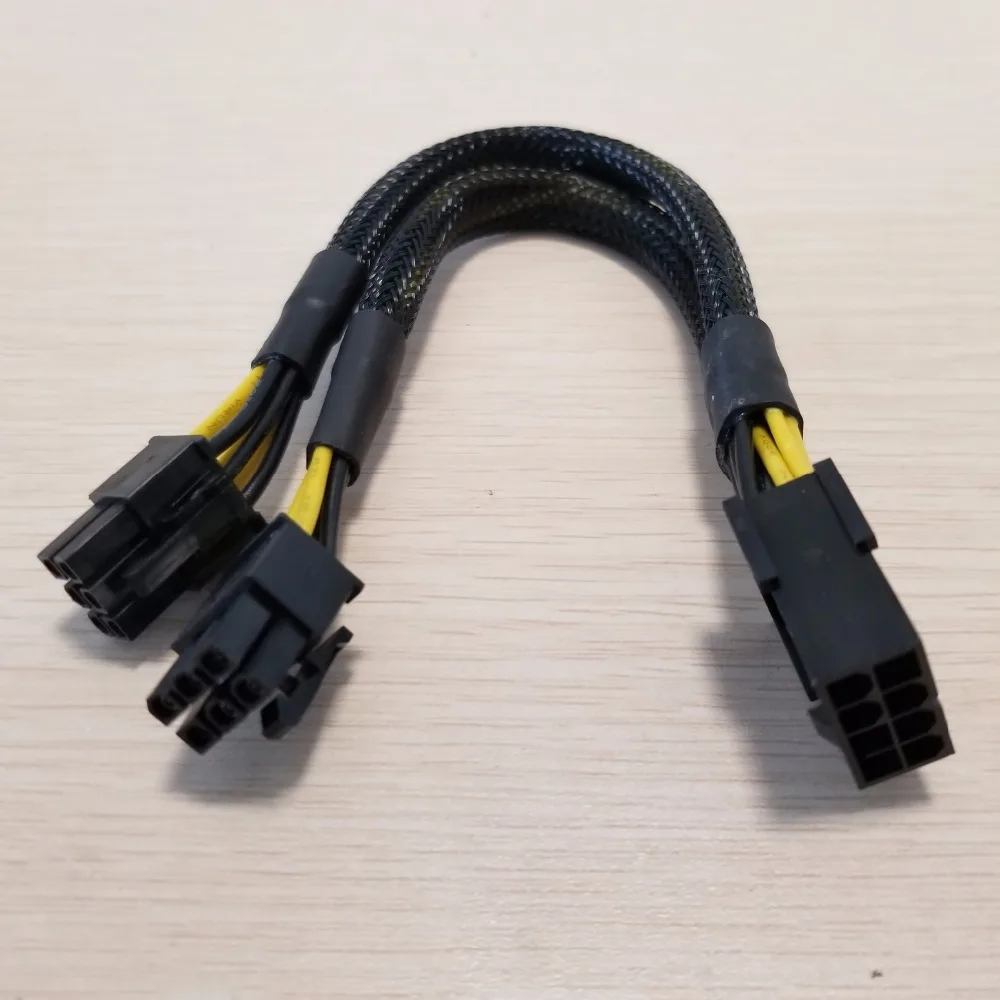 Видеокарта PCI-E, 10 шт./лот, двойной 6-контактный кабель питания PCI-E, кабель питания 8-2 порта, 6-контактный кабель с питанием, 18AWG провод, ПК DIY 2 от AliExpress WW