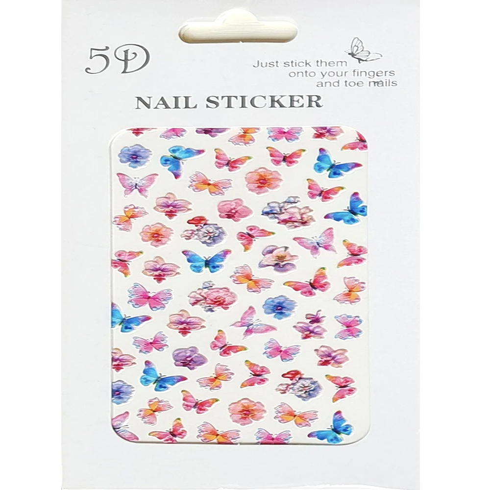 10PCS 5D Embossed Color Butterfly Nail Art Sticker Flower Nail Art Slider Nail Decoration Decal ZD 4320 enlarge