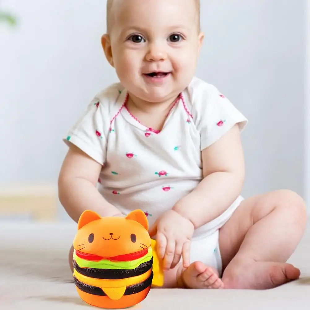 Мягкая игрушка в виде головы кошки гамбургера искусственного хлеба