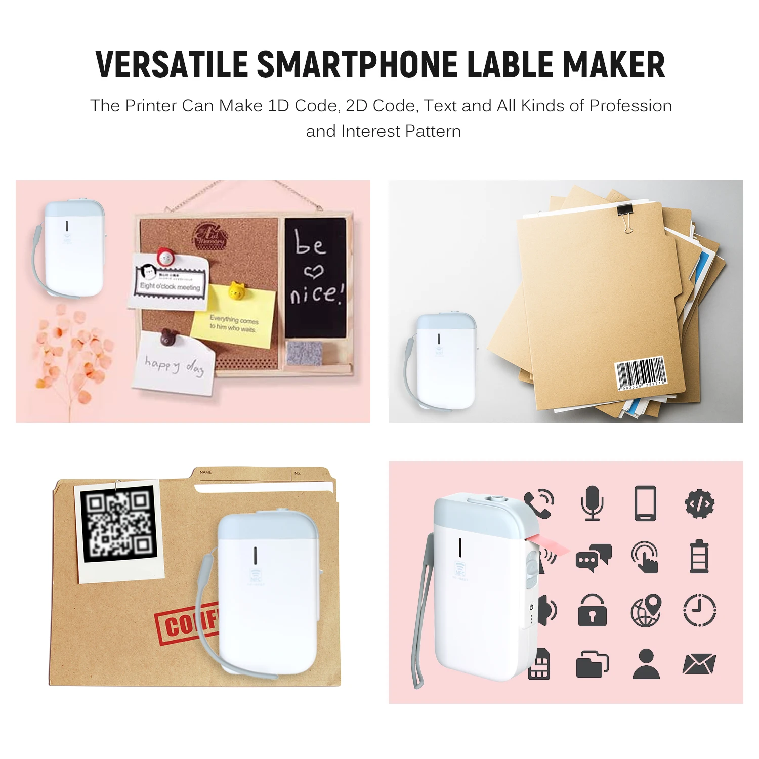 Мини принтер для этикеток беспроводной портативный карманный термопринтер NFC BT