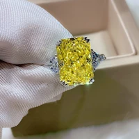 s925 sterling silver high carbon diamond bracelet ring radiant cut rectangular 1014mm color gemstone ring woman
