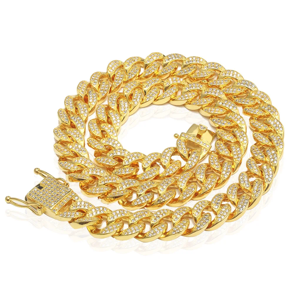 Хип хоп 12 мм ледяное мужское колье золотистого и серебряного цвета с кубическим