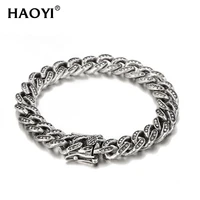 haoyi 11mm cubic zirconia tennis bracelet iced out chain bracelets for men gold silver color men bracelet cz chain homme jewelry