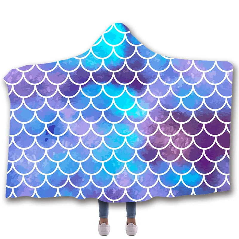 Одеяло для просмотра аниме рыбья чешуя с принтом двойное бархатное мягкое одеяло