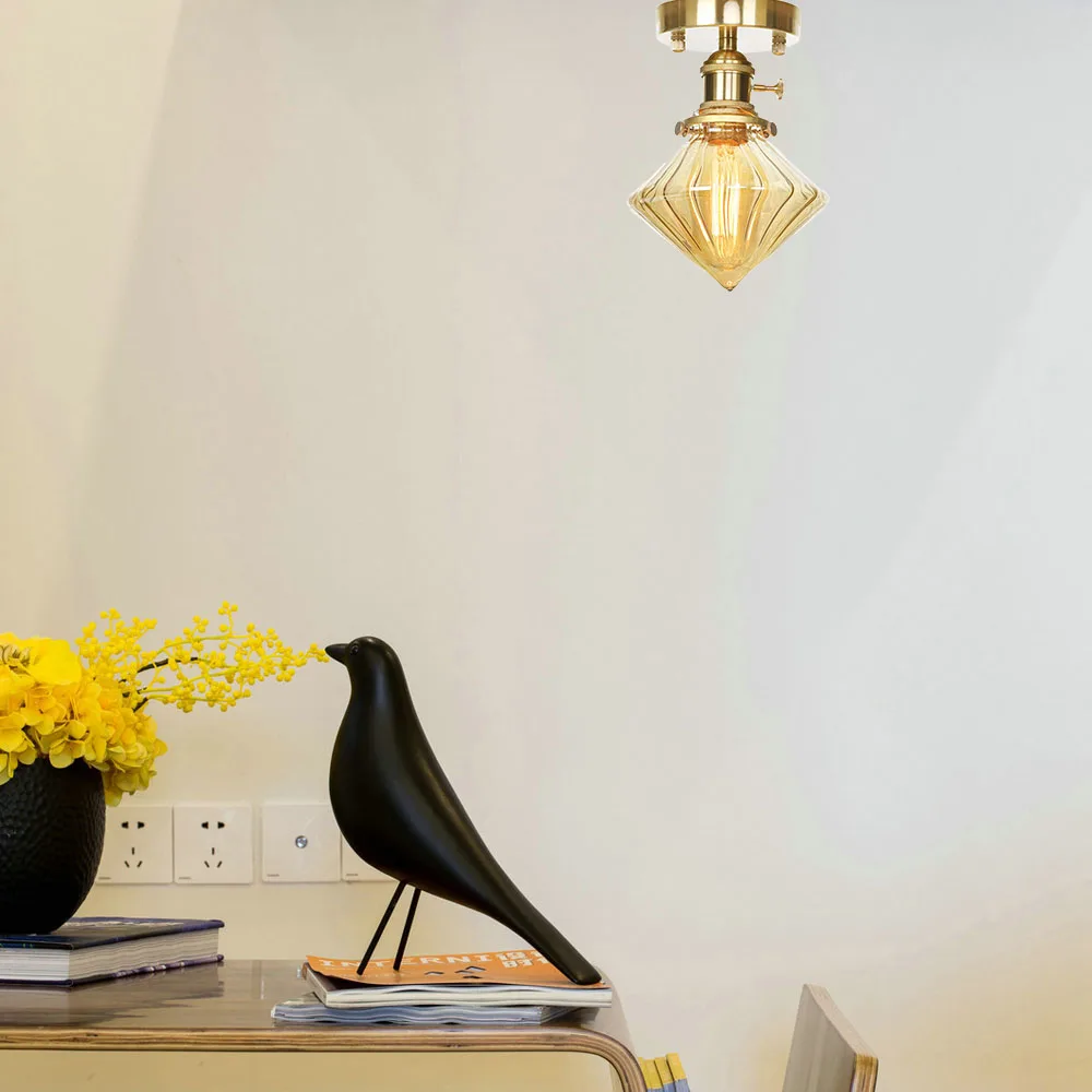 Латунный медный мини светильник для потолка в стиле ретро|Потолочные лампы| |