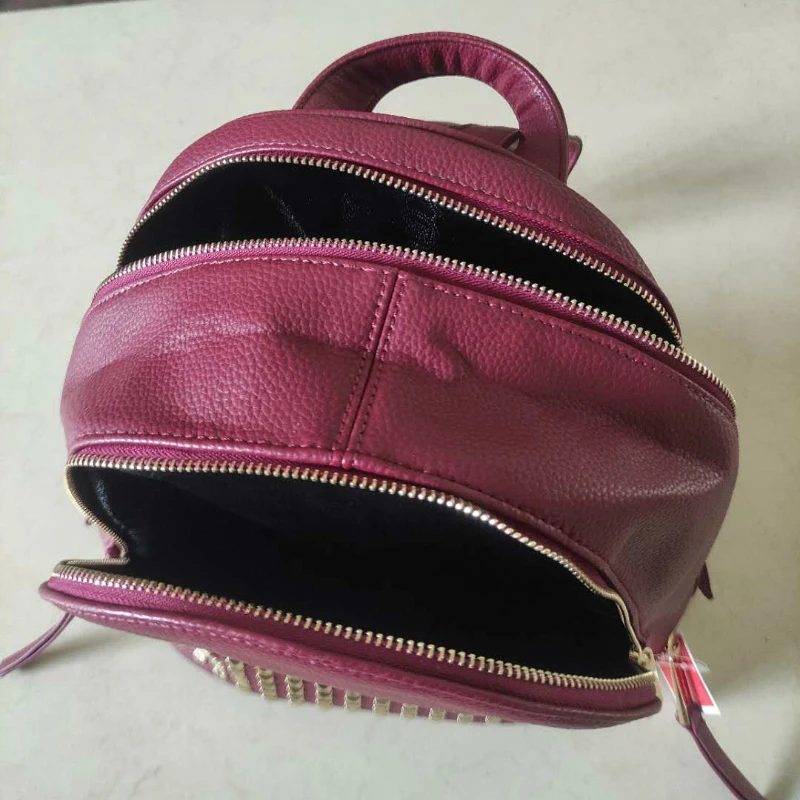 

women Backpack Black Pu Leather Waterproof Unisex Rivet Backpack Ladies Travel Bag Fashion Multifunctional Small Backpacks