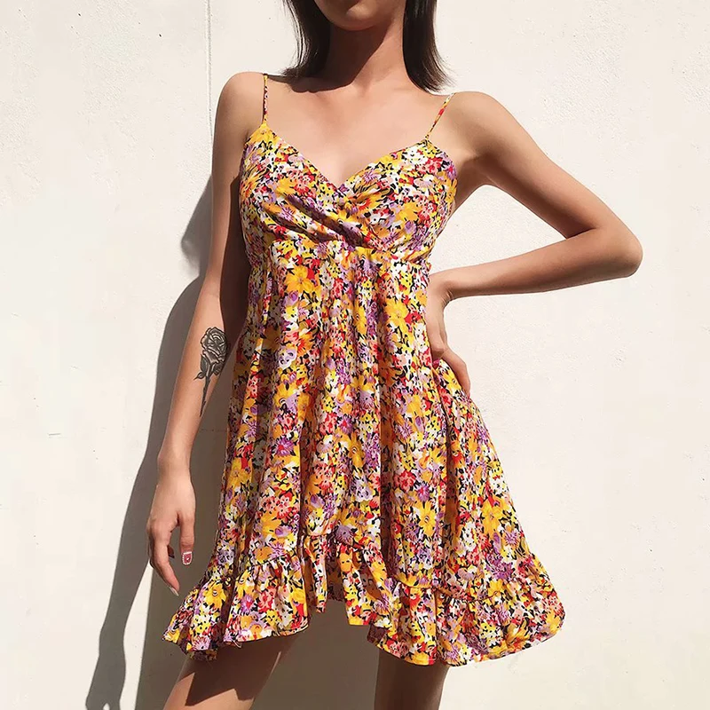 Foridol сексуальное мини платье с фруктовым принтом летнее короткое пляжное женский