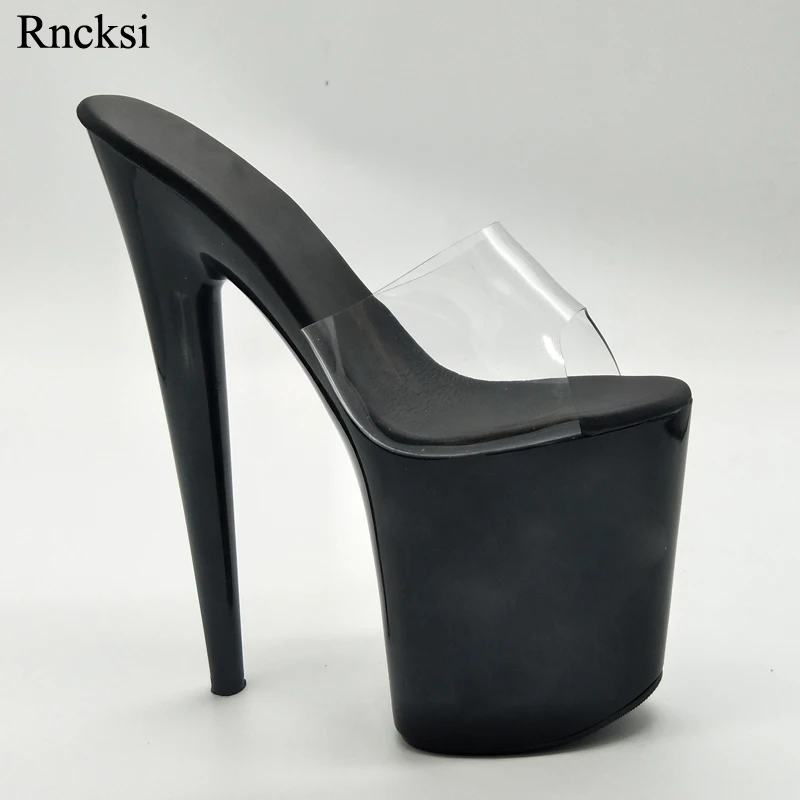 

Rncksi Women 20CM Super High Heel Black Platforms Pole Dance/Performance/Model Shoes New Sexy Lady Wedding Party Slippers Shoes