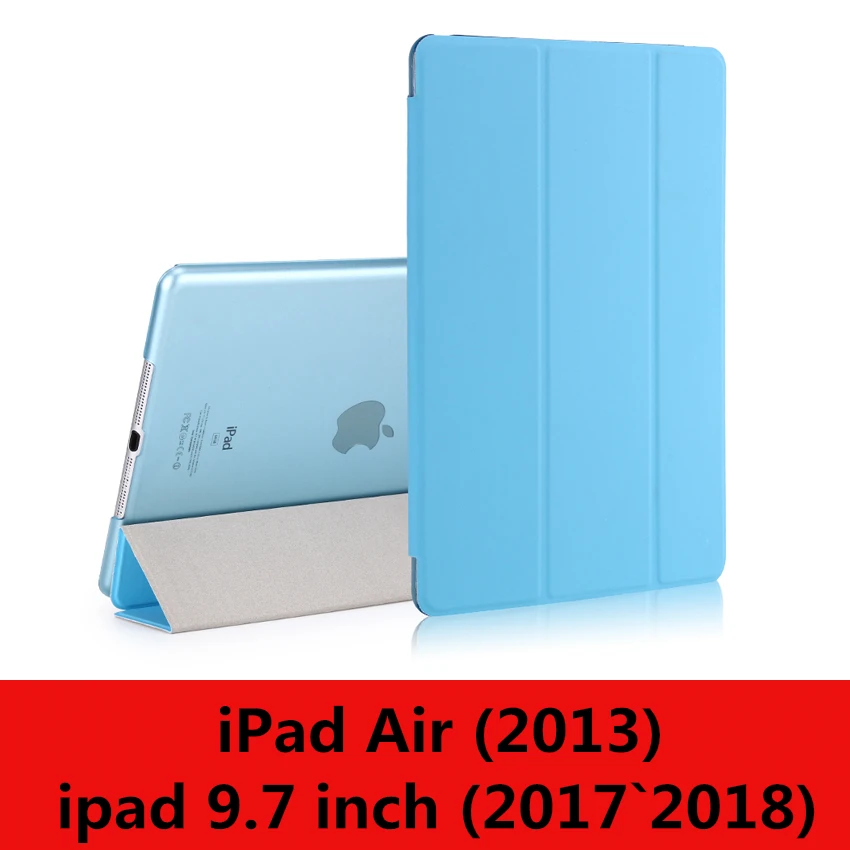 Чехол для iPad 9,7 6-го поколения, Чехол Air 3 2 1 Pro 10,5, прозрачный чехол, умный чехол из искусственной кожи для сна - Цвет: blue-L-New9.7 Air