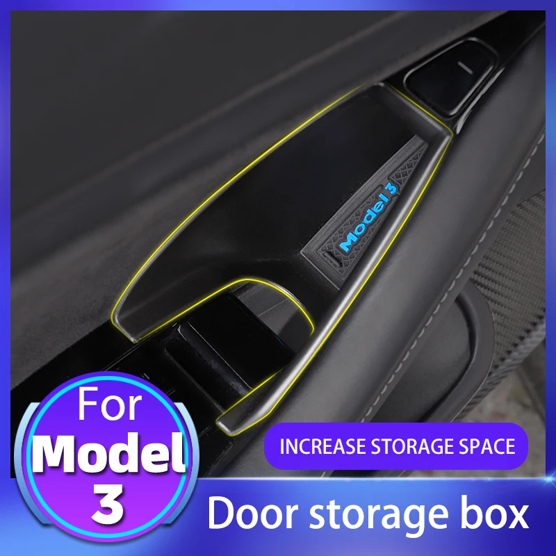 

For Tesla Model 3 Door Storage Barrel 2021 Auto Door Side Armrest Box Storage Handle Tray Organizer Container Hidden Holder Box