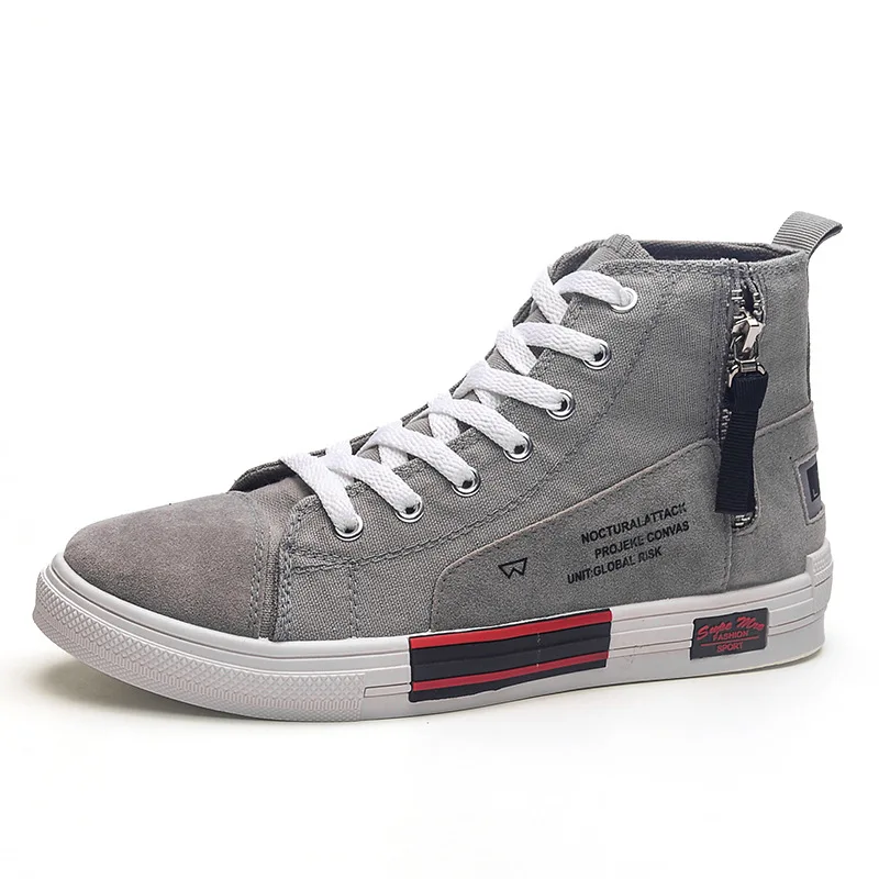 2021 New High-Top Canvas Shoes Men's Summer Korean Style Board Shoes Trend Men's Shoes Solid Color Sports Shoes Casual Shoes