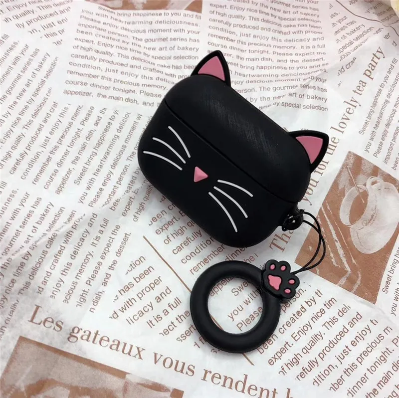 3D Беспроводная Bluetooth гарнитура для Airpods Pro силиконовый чехол с милым котом