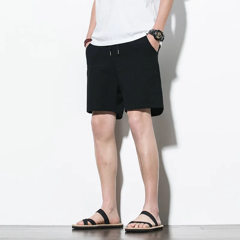 

Wholesale Plus Size 5XL Men Solid Color Summer Casual Cotton Linen Beach Short
