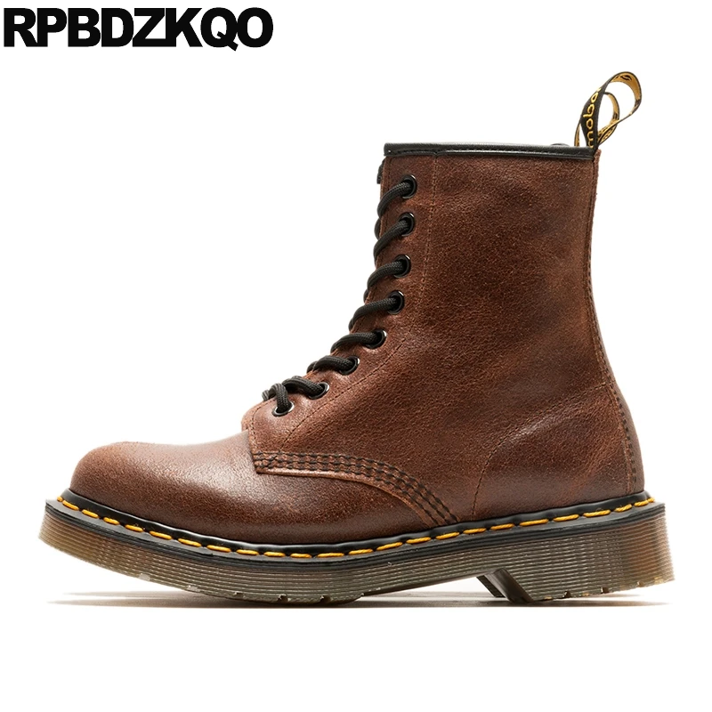 Японские повседневные ботильоны из натуральной кожи на шнуровке спереди осенняя