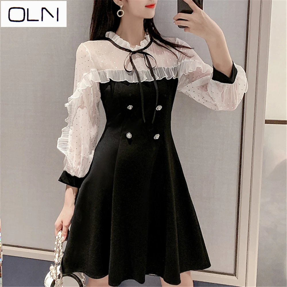 Платье OLN осень-зима корейское платье vestidos Новое поступление оптовая продажа