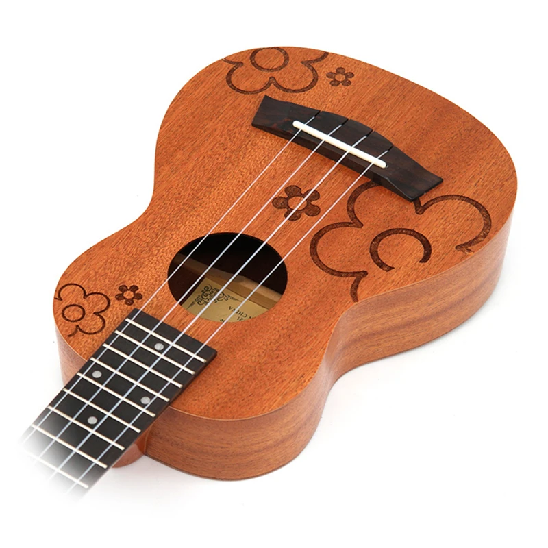 Укулеле 21 дюйм 4 струны Сапеле акустическая маленькая гитара розетка из розового