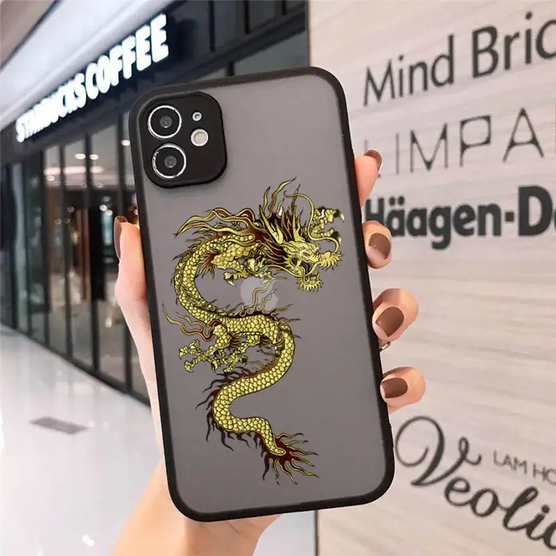 

Dragon God Pattern Phone Cases matte transparent For iphone 7 8 11 12 plus mini x xs xr pro max cover