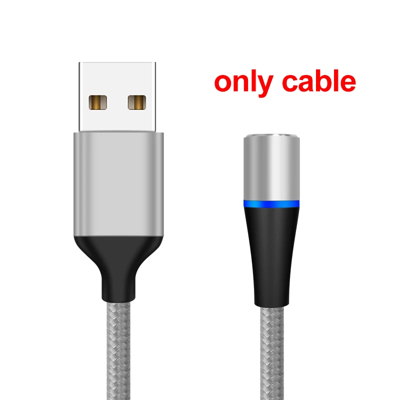Silver IONCT 3A Магнитный зарядный кабель для быстрой зарядки для iPhone Xiaomi samsung Android мобильный телефон магнит type C Micro USB кабель для передачи данных - Цвет: Silver