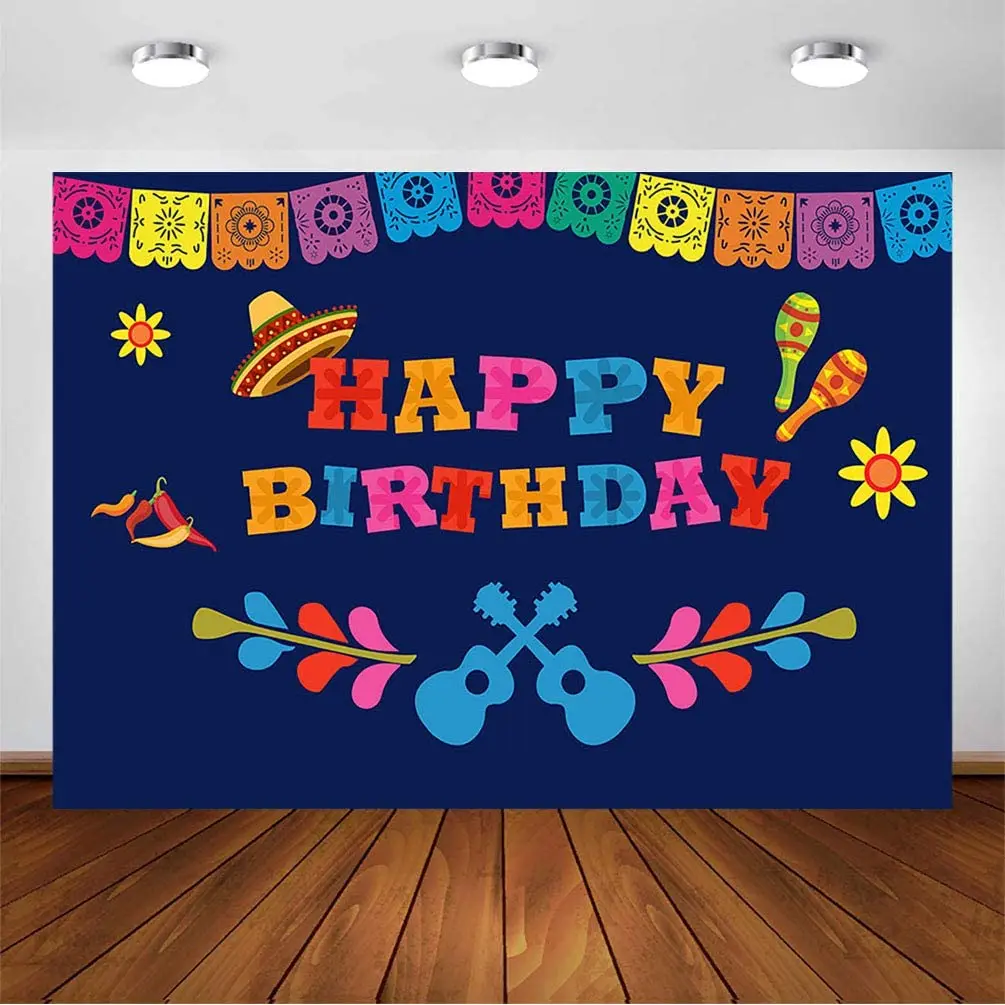 Birthday Party Photography Background for 7x5ft Vinyl Mexican Fiesta Theme Birthday Banner Photo Backdrop Party Event Decoration