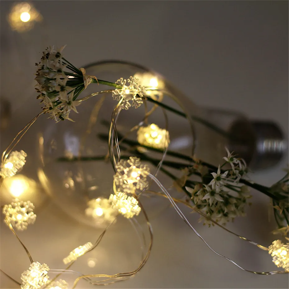 

Snowflake Copper wire 2M 4M string lights Mini Decoration Warm White Light Dry battery Powered DIY Decor Lights for Gift Room