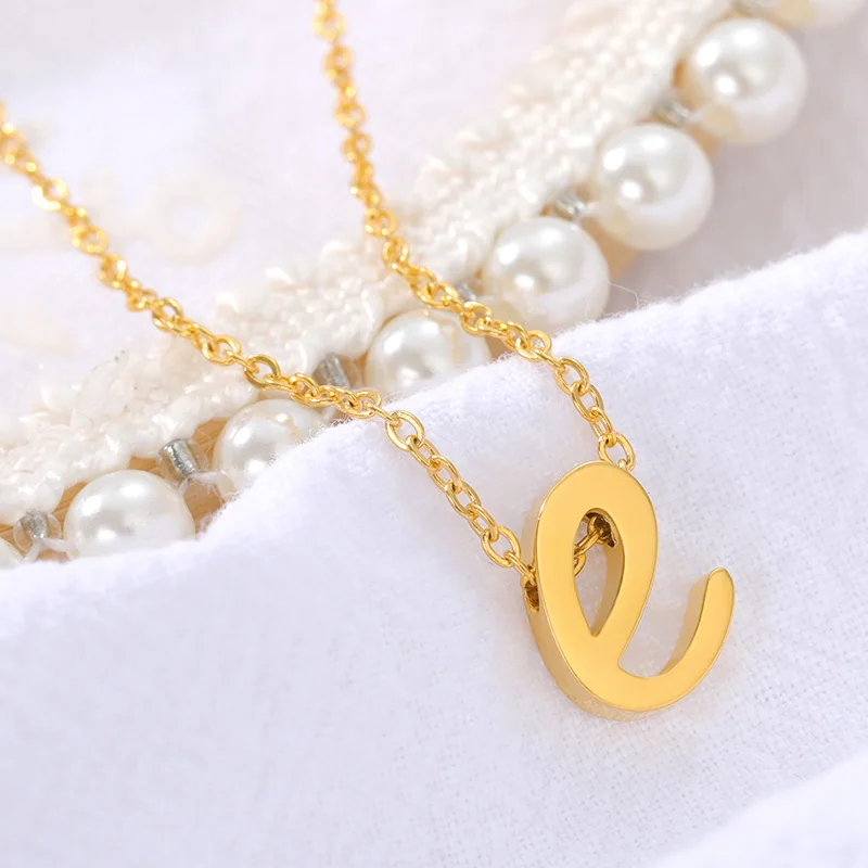Small Letter a-z Necklaces &amp Pendants Stainless Steel Gold Color Perforated Alphabet Initial Necklace Women Fashion Jewelry | Украшения