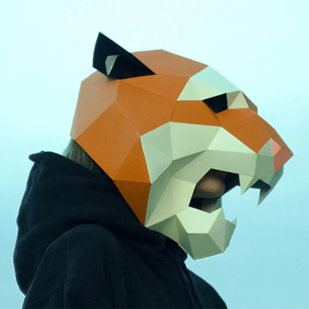 Маска для косплея сделай сам с тигром бумажная маска реквизит на Хэллоуин -